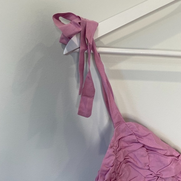 ASTR Shoulder Tie Ruffle Cinched Lilac Bodycon Dress - Picture 2 of 5